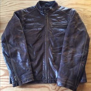 GUESS Vintage Brown Leather Jacket Size Small